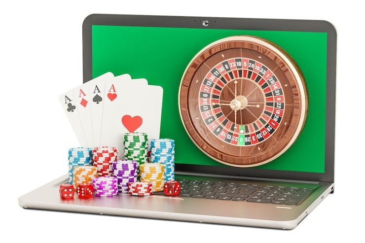 Chips poker dan kartu di meja pertamaslot dengan suasana profesional